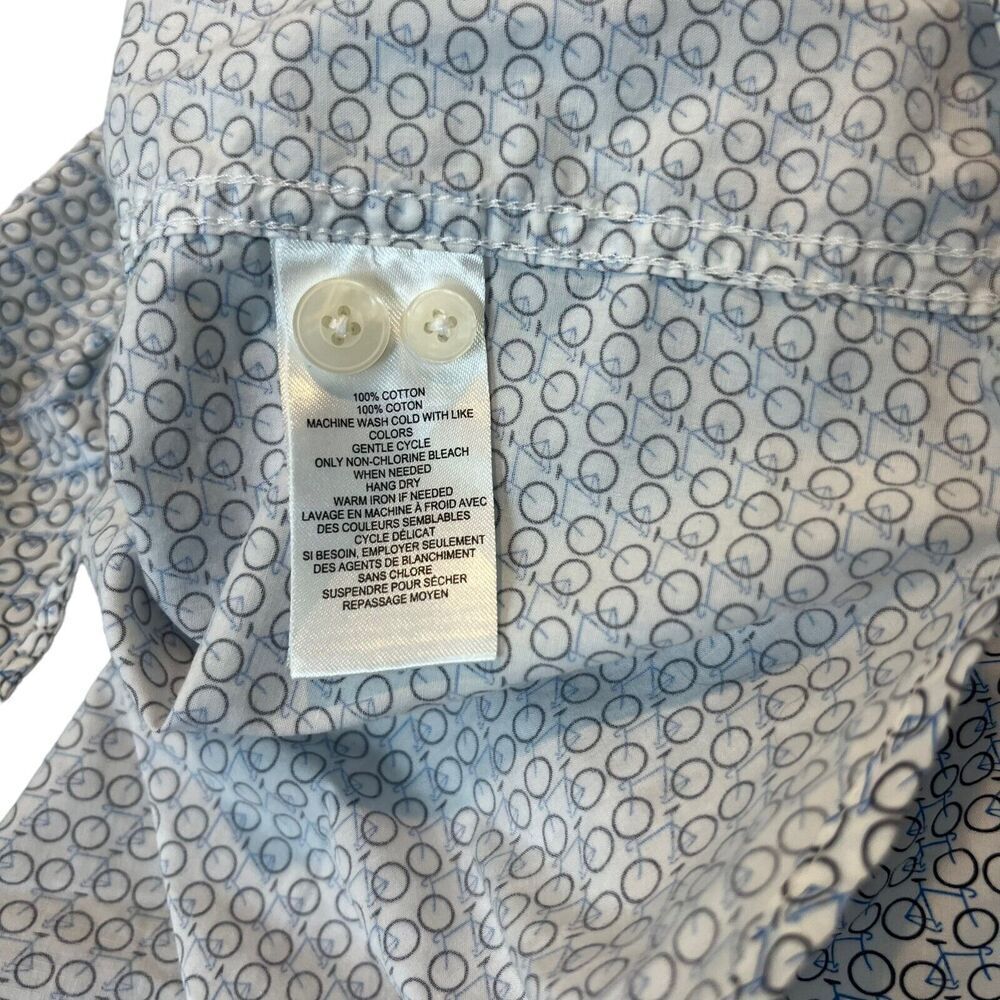 Untuckit Shirt Mens Extra Large Blue Giro Bicycle Print Short Sleeve Button Up - Picture 7 of 7